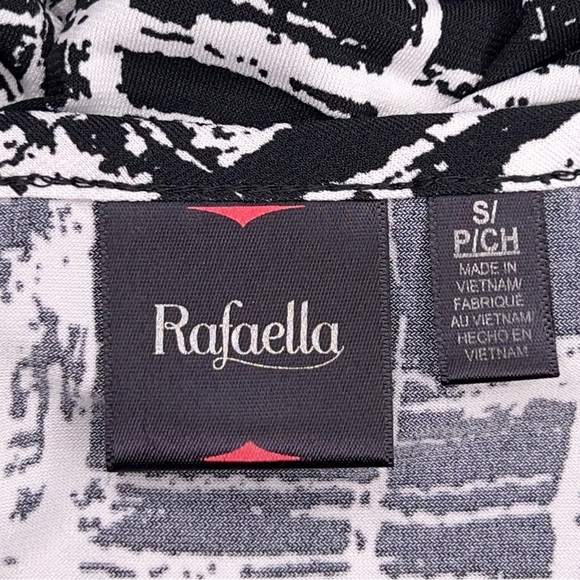 Small Rafaella Black White Print Blouse Top Stretch Asymmetrical Abstract Print - Picture 11 of 12